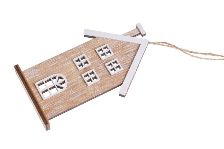 domek na pověšení 13 cm - přírodní bílá